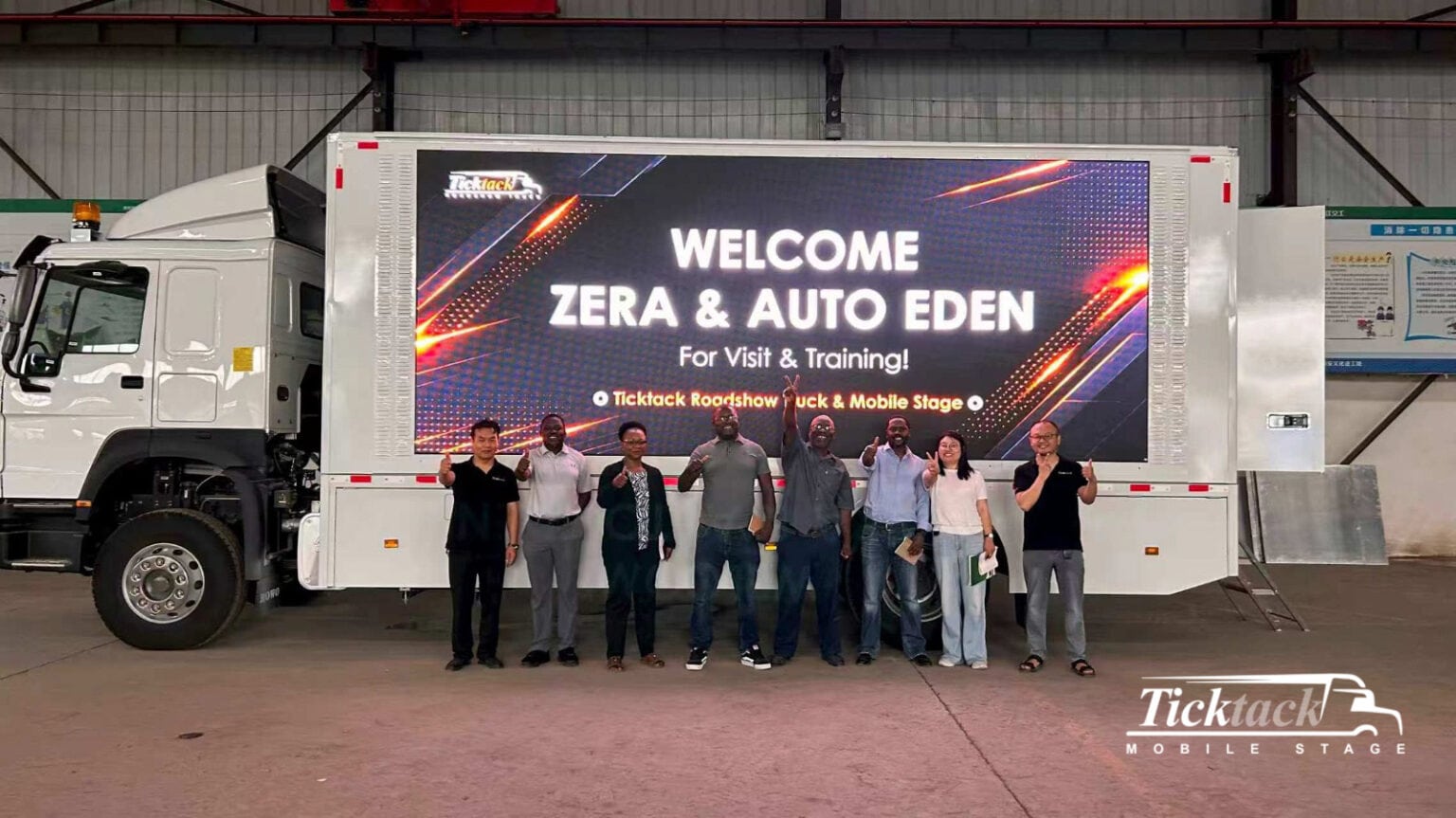 ZERA team inspecting Ticktack Solar Roadshow Truck